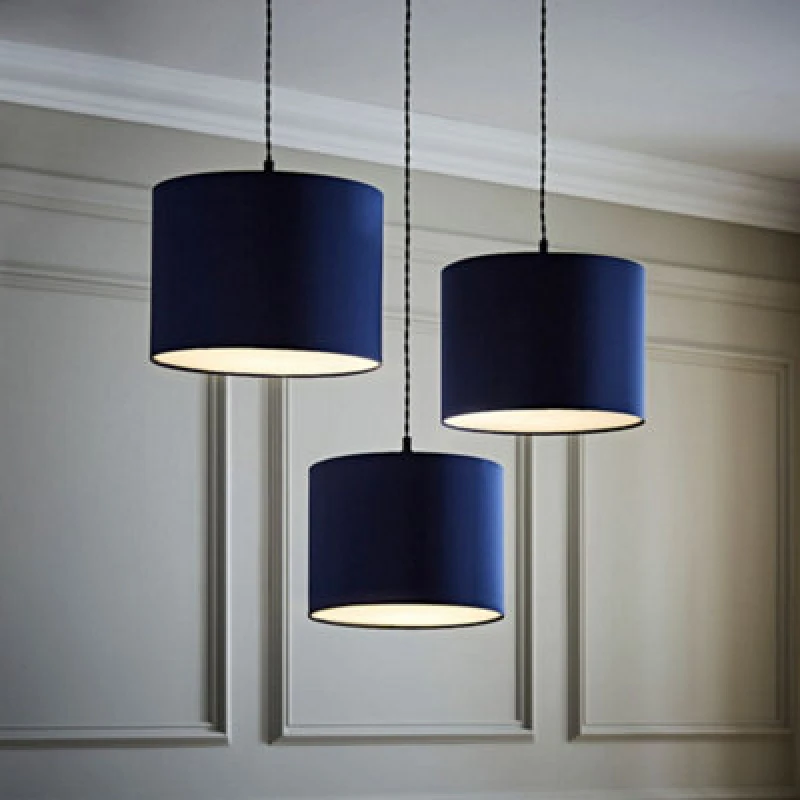 Image of ValueLights Torbery Set of 3 Ceiling Pendant Light Lamp Shades Navy