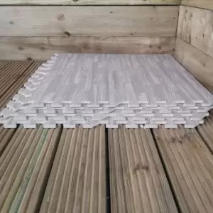 image of 16 Piece Grey Wood Effect eva Foam Floor Protective Tiles / Mats 60x60cm Each Set For Gyms, Kitchens, Garages, Camping, Kids Play Matting, Floor Mats