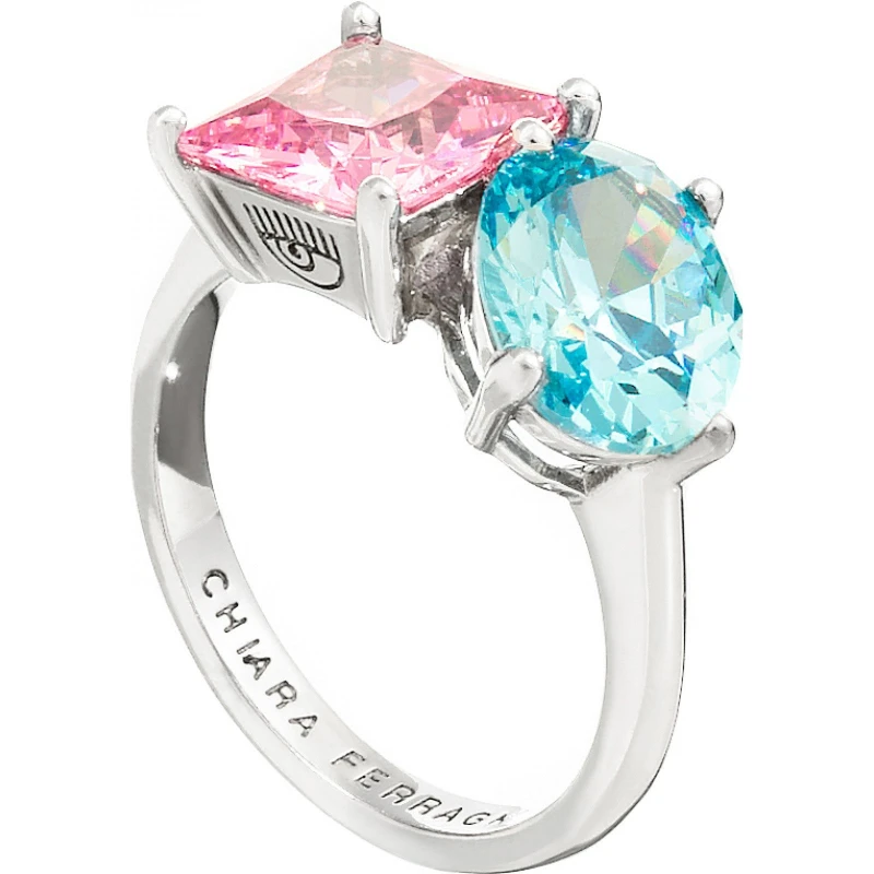 Image of Chiara Ferragni Womens Rainbow Stackable Stack Rings - Multi Female 9