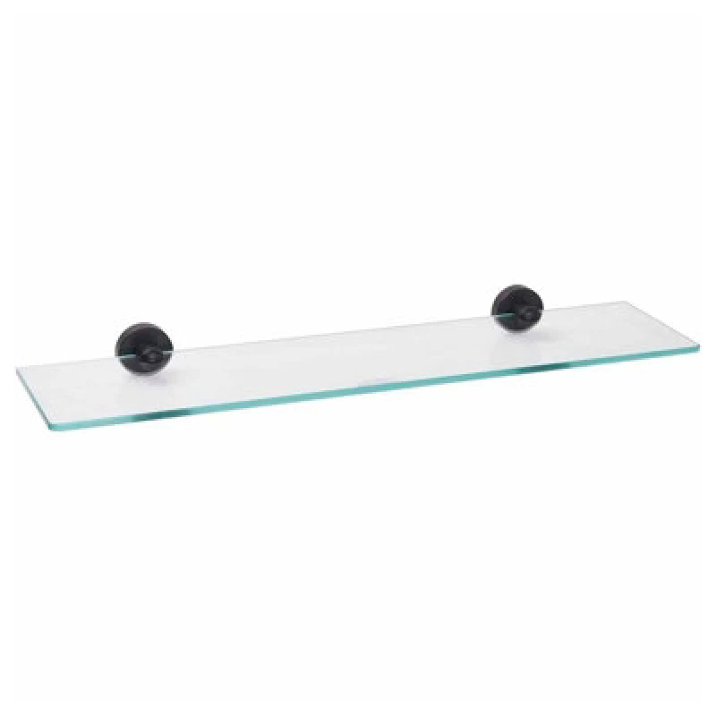 Image of Modern Round Black Matte Single Glass Shelf