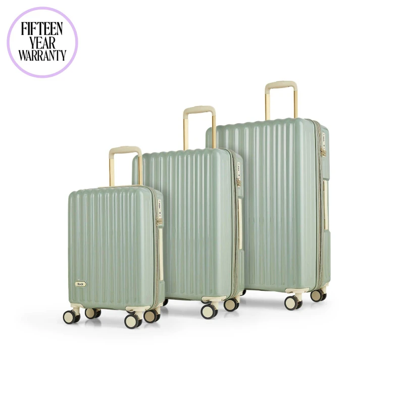 Image of Rock Rock Primrose 3pc Suitcase Set Green - Rock - Size: 3 Piece Set Green 3 Piece Set UH19002