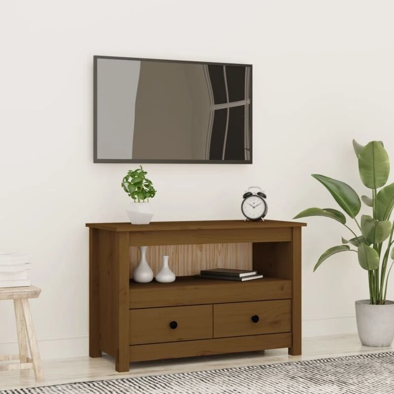 Image of vidaXL TV Cabinet Honey Brown 79x35x52cm Solid Wood Pine, Brown 821500