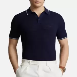 Image of Polo Ralph Lauren Cotton Linen Polo Collar Top - L