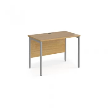 Image of Office Desk 1000mm Rectangular Desk With H-Frame Leg Oak Tops With Silver Frames 600mm Depth Maestro 25