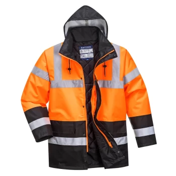 Image of Oxford Weave 300D Class 3 Hi Vis Two Tone Traffic Jacket Orange / Black 2XL