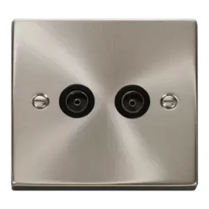 Image of Click Scolmore Deco 2 Gang Non-Isolated Co-Axial Socket - VPSC066BK