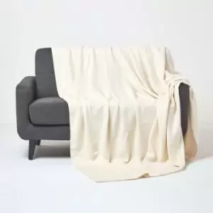 Image of Organic Cotton Waffle Blanket/ Throw Natural, 280 x 230cm - Natural - Homescapes