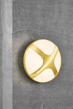Image of Cross Outdoor Patio Terrace Copper Wall Light in Brass (Diam) 11cm