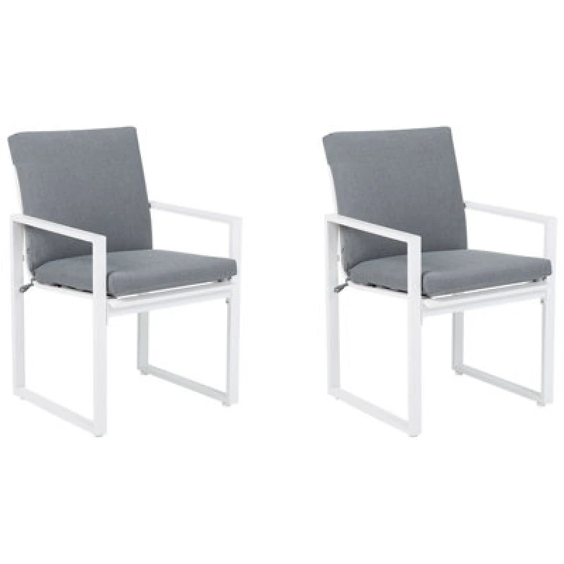Image of Beliani Set Of 2 Garden Chairs With Cushions Pancole Fabric Grey