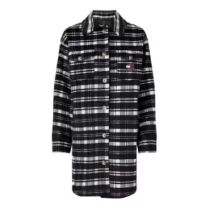 image of Tommy Jeans Tjw Wool Blend Check Coat - Black