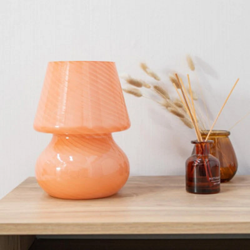 Image of Beau Pink Swirl Glass Table Lamp