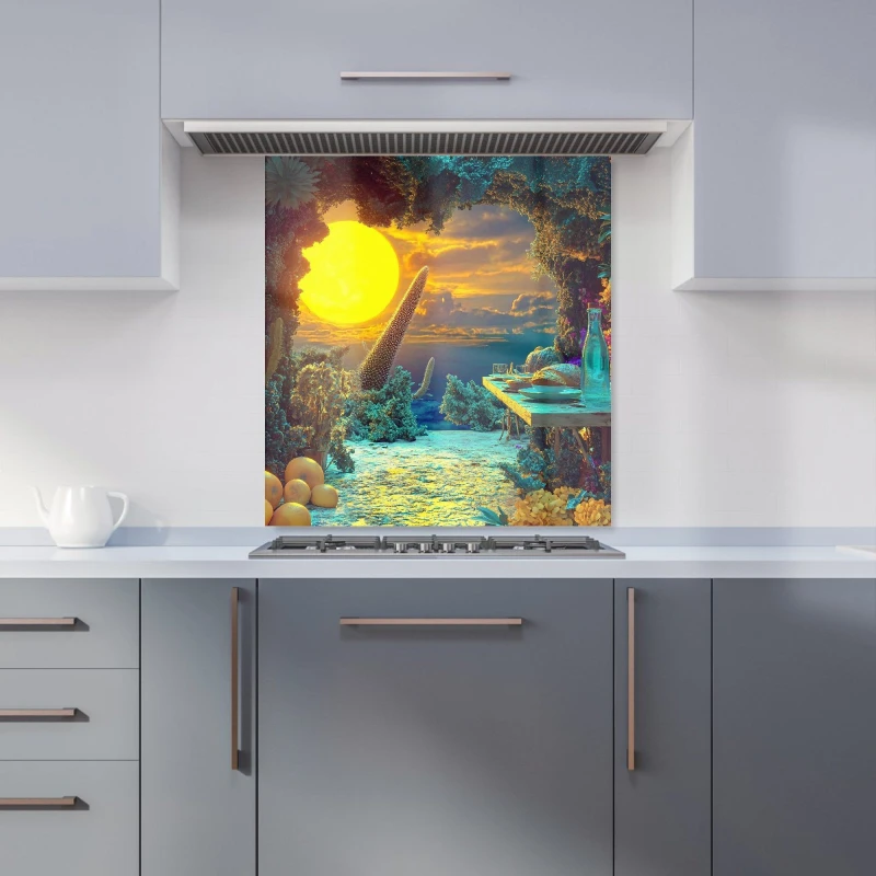Image of Designer Kitchen Splashbacks Elena Sable: 00029 Kitchen Splashback Size: 700mm x 650mm Multicolor Unisex 700mm x 650mm