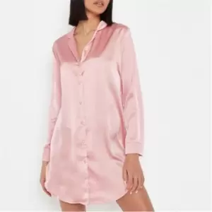 Missguided Satin Night Shirt Dress - Pink