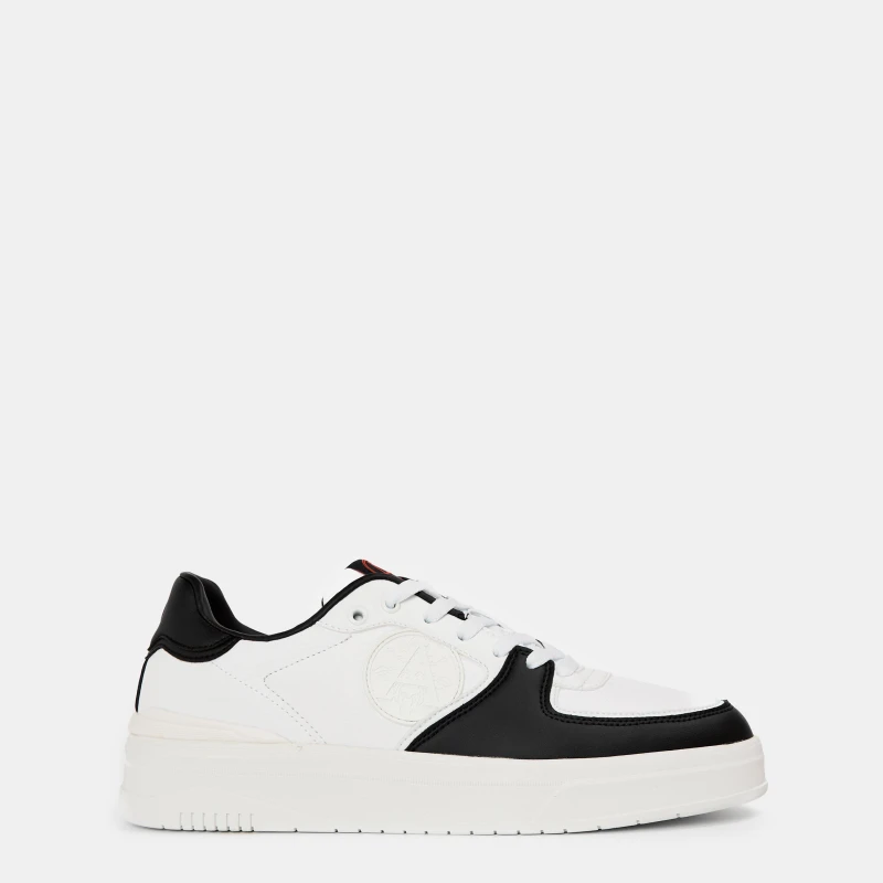 Image of Arctic Army Mens Falcon Low-Top Trainers Wht/Blk CB029 male 10 (45)