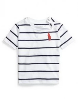 Image of Ralph Lauren Baby Boys Short Sleeve Big Pony Stripe T-Shirt - White