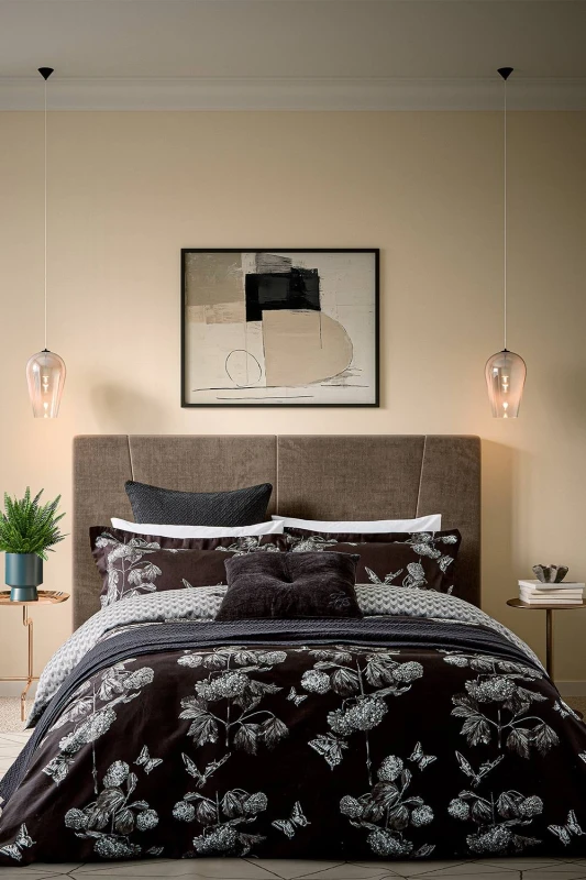 Image of Ted Baker 'Narnia Floral' Cotton Duvet Cover Set in Black Size: Double Black Unisex Double