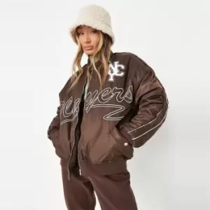 Image of Missguided Varsity Jacket - Brown