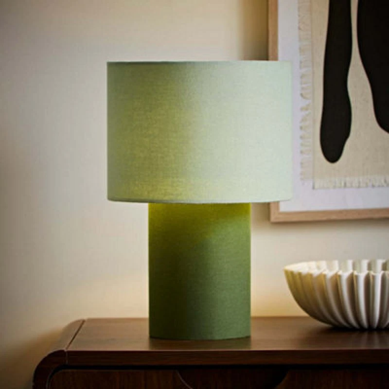 Image of ValueLights ValueLights Bobby Colour Clash Duo Fabric Table Lamp in Green Green One Size Unisex 5016529273097