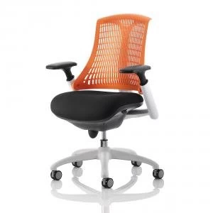 Trexus Flex Task Operator Chair With Arms Black Fabric Seat Orange