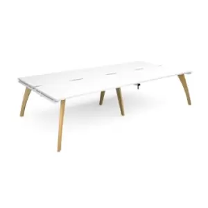 Image of Bench Desk 4 Person Rectangular Desks 3200mm White Tops With White Frames 1600mm Depth Fuze
