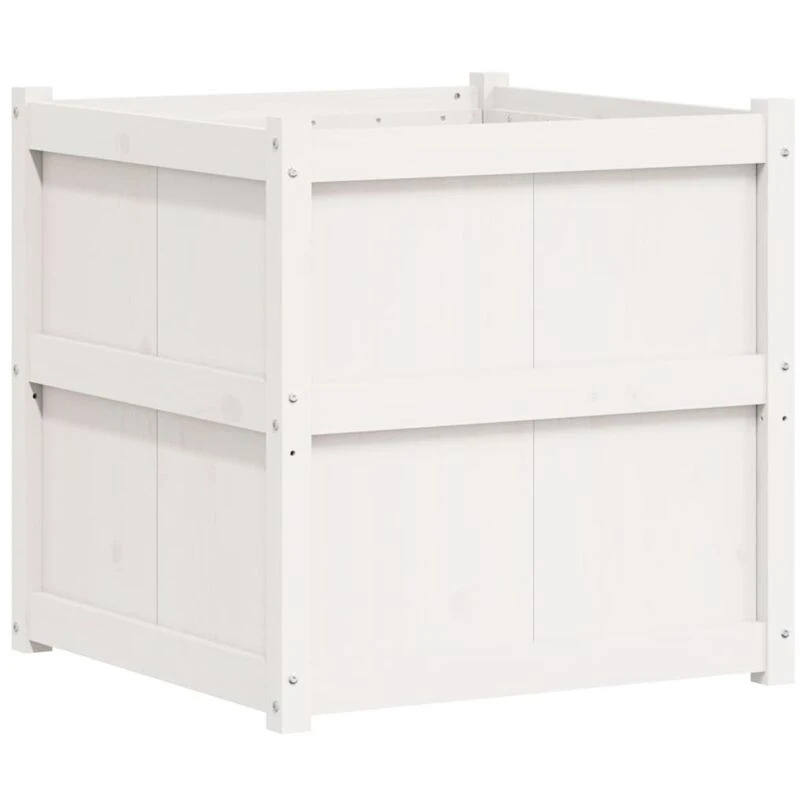 Image of vidaXL Garden Planter White 70x70x70cm Solid Wood Pine, White 837435