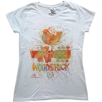 image of Woodstock - Splatter Womens Large T-Shirt - White