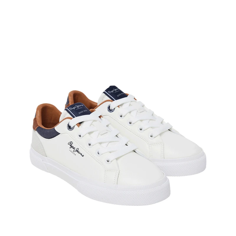 Image of Pepe Jeans Kids Kenton Court Trainers White Polyurethane 32 (13.5)