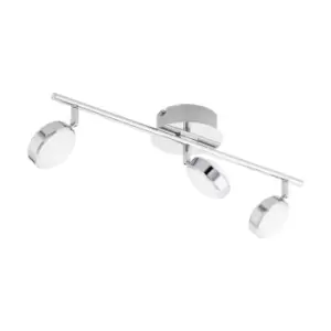 Image of Flush 3 Spot Ceiling Light Colour Chrome Shade Satined Plastic Bulb LED 3x5.4W