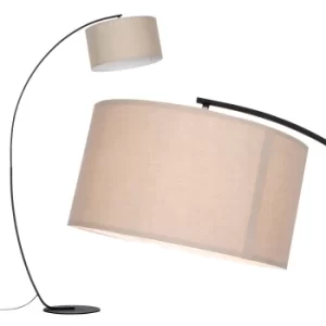 Rousse Curved Floor Lamp with XL Beige Shade