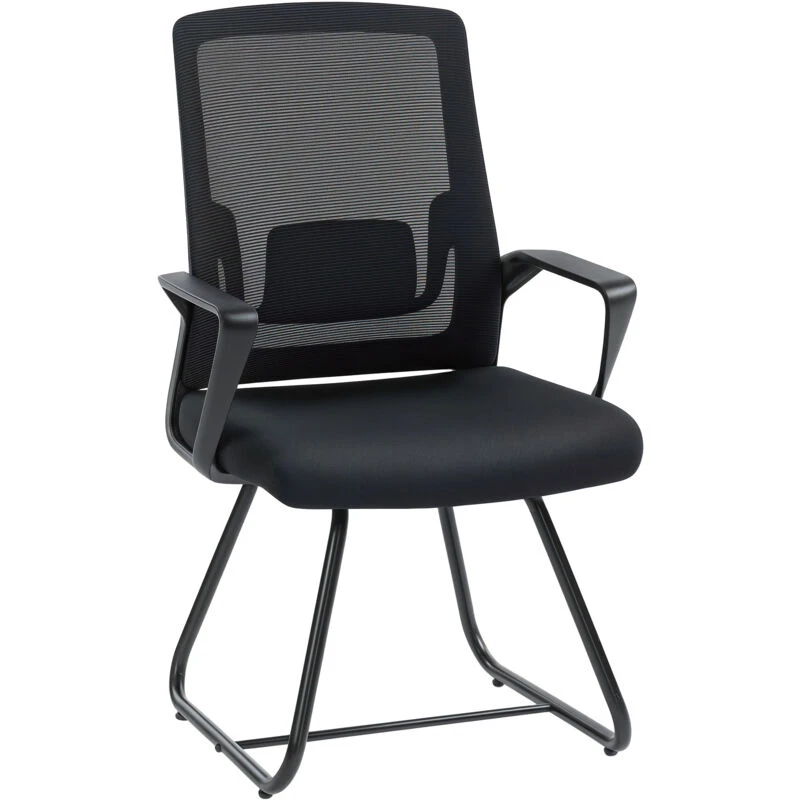 Image of HOMCOM HOMCOM Desk Chair No Wheels, Meeting Chair with Mesh Back for Waiting Room in Black One Size Unisex 5063603705845