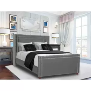 Image of Cubica Bed King Plush Velvet Grey