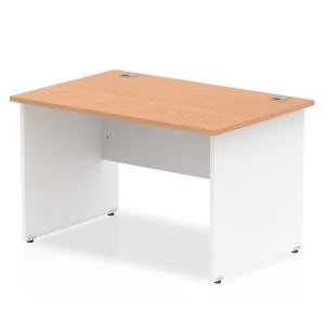 image of Trexus Desk Rectangle Panel End 1200x800mm Oak Top White Panels Ref