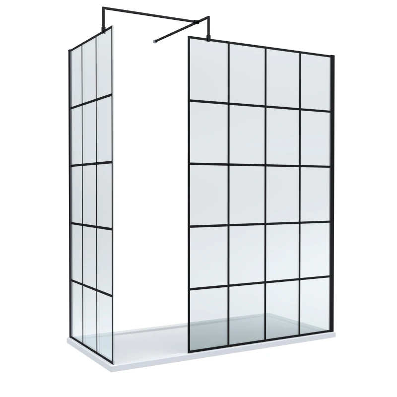 Image of Balterley 8mm Glass Wetroom Screens Frame Design and Tray 1700 x 900mm White