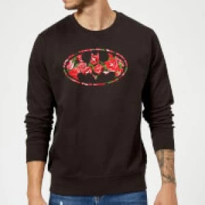 Image of DC Comics Floral Batman Logo Sweatshirt - Black