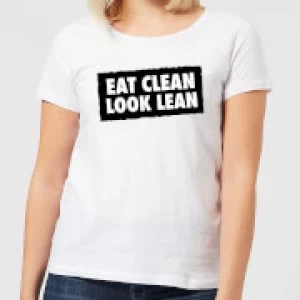 image of Eat Clean Look Lean Womens T-Shirt - White - 3XL