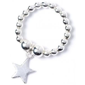 Image of Star Charm Sterling Silver Ball Bead Ring