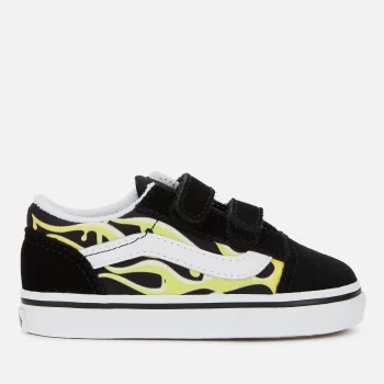 Image of Vans Toddlers Old Skool Velcro Trainers - Slime Flame - UK 5 Toddler