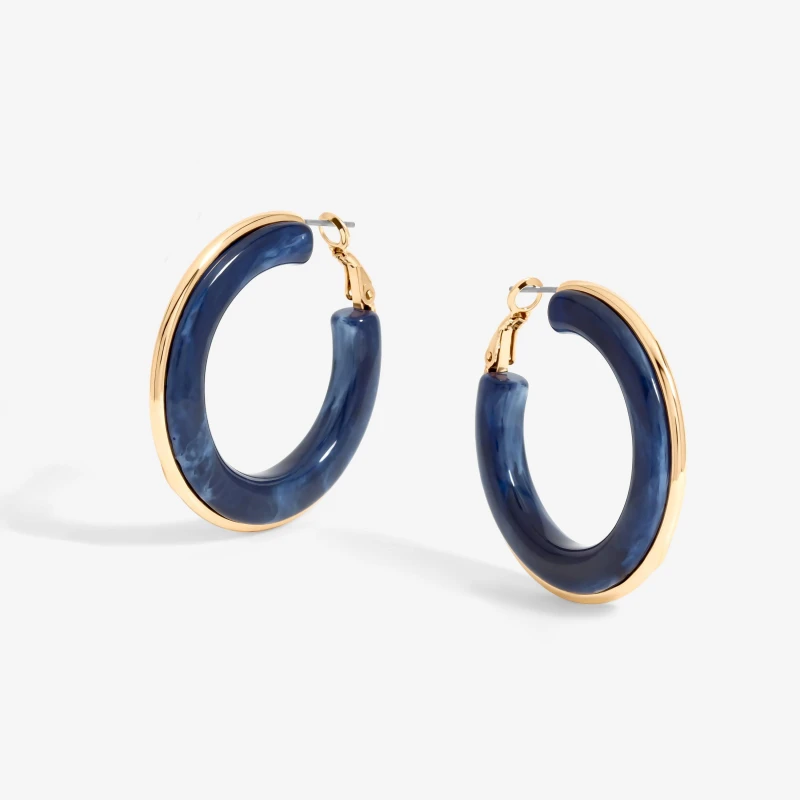 Image of Mood Gold Blue Resin Large Hoops Gold
