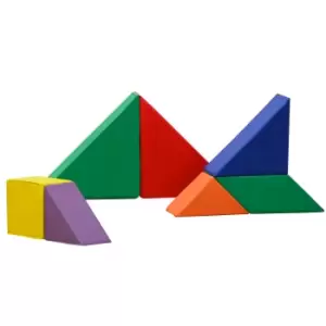 Image of HOMCOM 7 Piece Kids Soft Play Set Interlocking Toddler Foam Play Mat Comfortable Cushiony Floor Puzzle Indoor Outdoor Active Play Structure