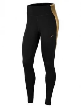 Image of Nike The One Colourblock Leggings (Curve) - Black/Gold