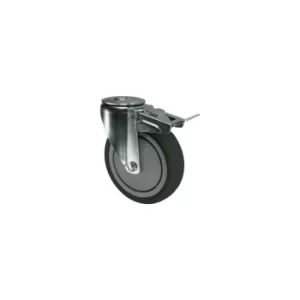 Braked Swivel Bolt Hole 1 00MM Rubber Tyre