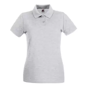 Image of Fruit Of The Loom Ladies Lady-Fit Premium Short Sleeve Polo Shirt (M) (Heather Grey)