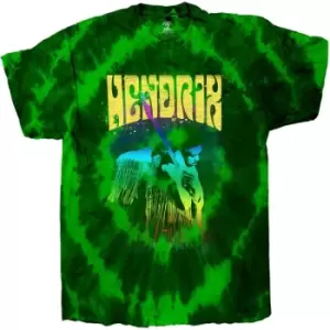 image of Jimi Hendrix - Hear The Vibe Unisex Large T-Shirt - Green