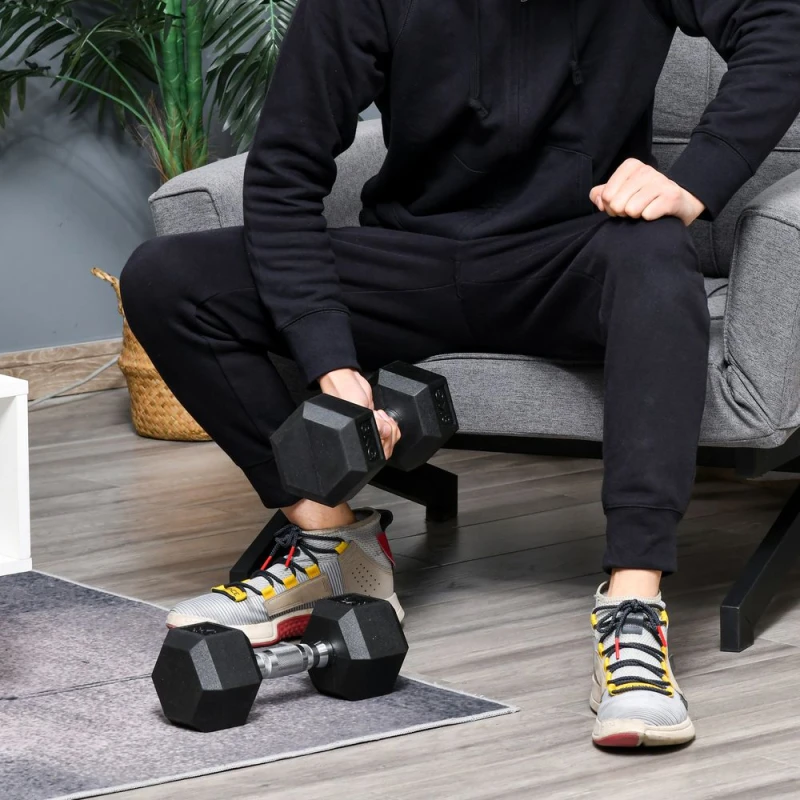 Image of HOMCOM HOMCOM Hexagonal Dumbbells Kit Weight Lifting Exercise for Home Fitness 2x8kg in Black Size: Standard Black Standard Unisex 5055974827240