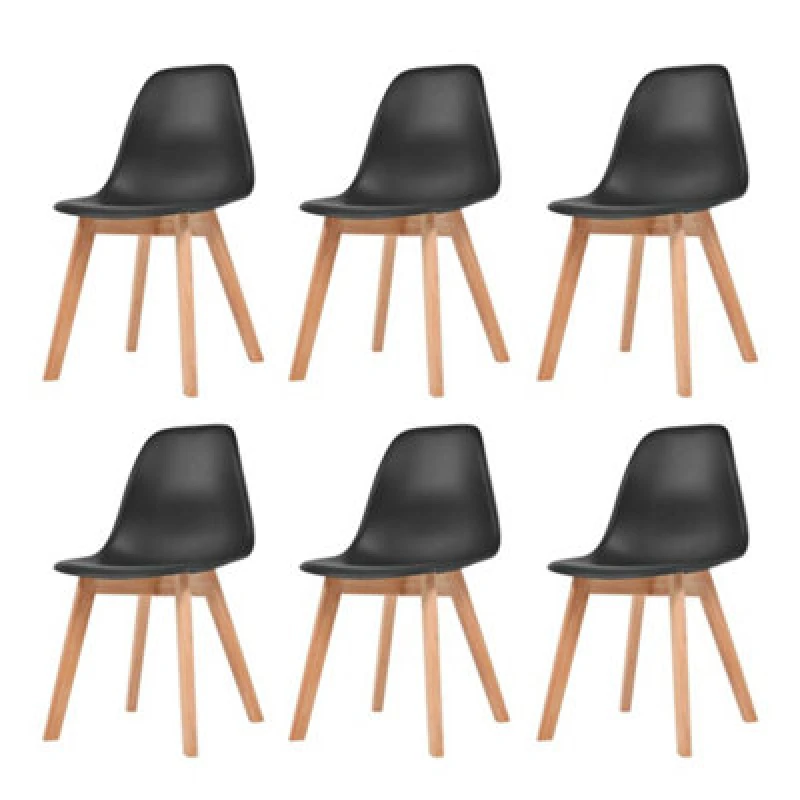 Image of Vidaxl Dining Chairs 6 Pcs Black Plastic, Black 244779