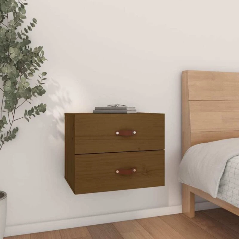 Image of Vidaxl Wall-mounted Bedside Cabinet Honey Brown 50X36X40 Cm, Brown 820982
