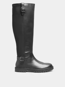 Image of Long Tall Sally Leather Cleated Calf Boot Black, Size 9, Women