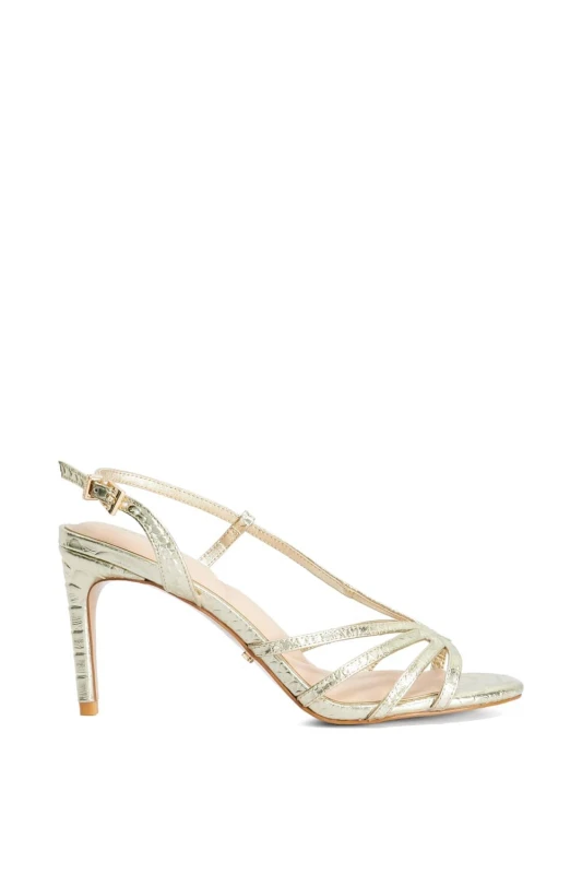 Image of Dune London Womens Morning' Leather Heeled Strappy Sandal Size: 7 Multicolor Female 7