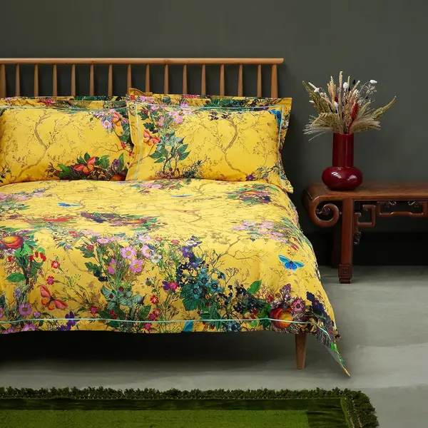 Image of Timorous Beasties Bloomsbury Garden Duvet Set, Double, Cadmium