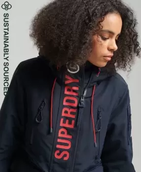 Image of Superdry Womens Hooded Ultimate SD-Windbreaker Navy / Nordic Chrome Navy/Risk Red - Size: 12